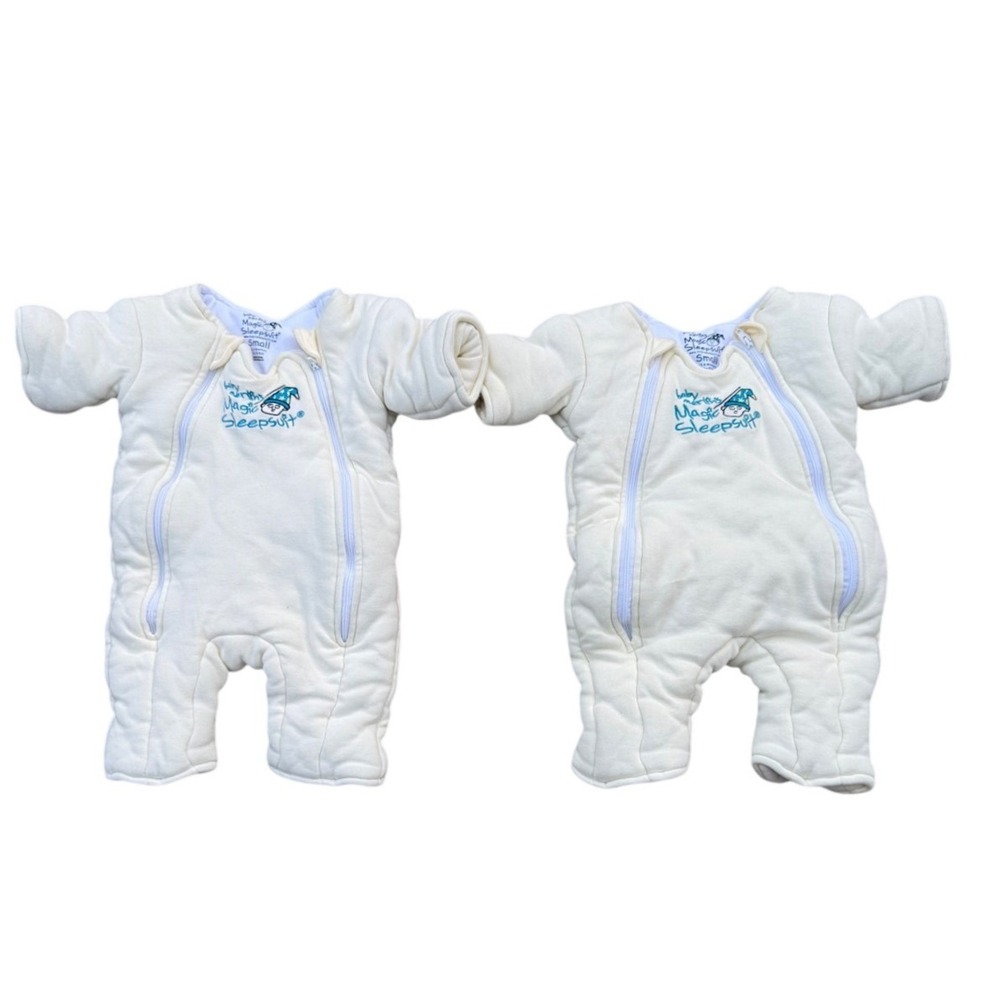 Baby Merlin's Magic Sleepsuit Bundle 2 Pack Cream Cotton Small 3-6 Months